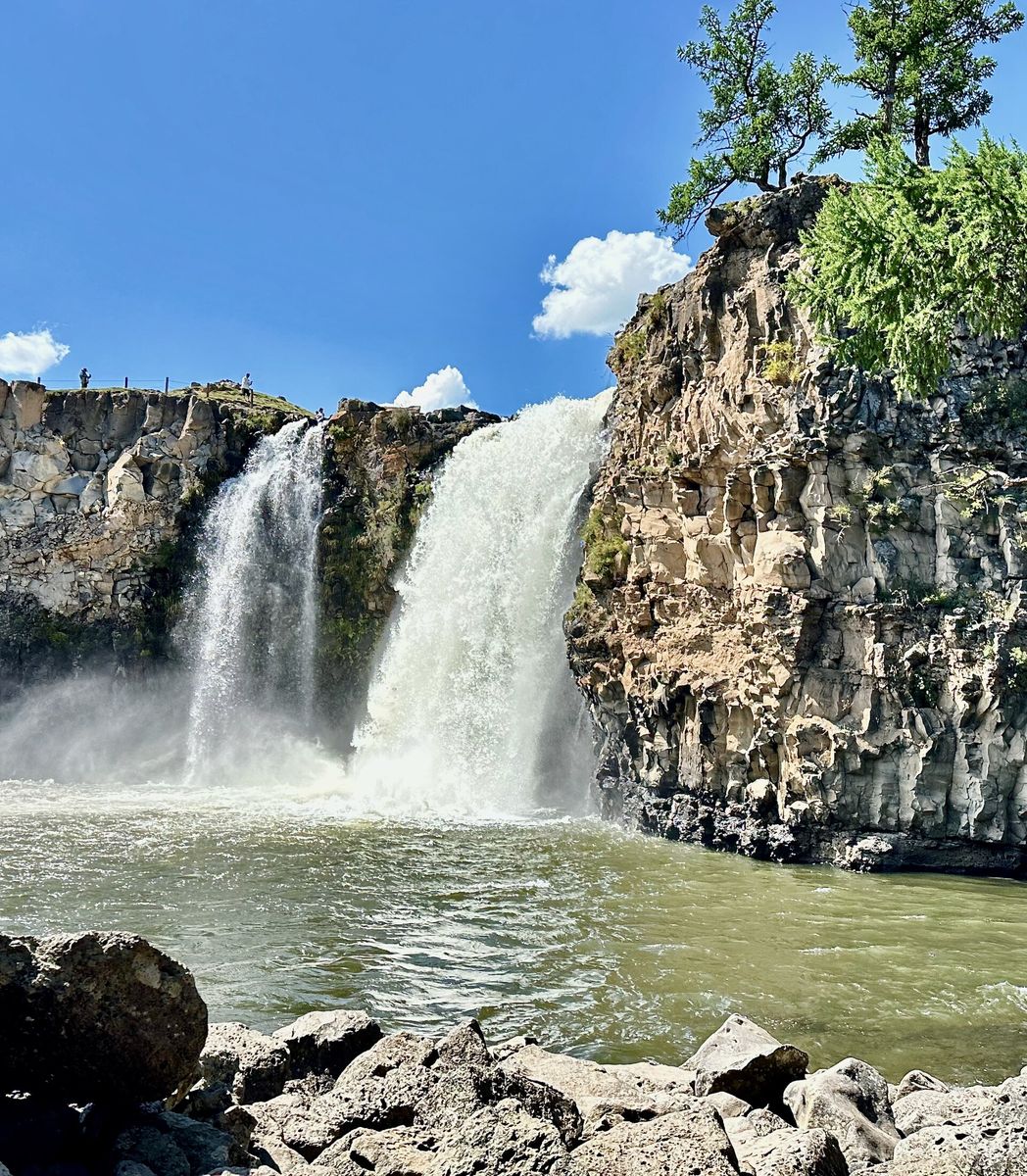 Orkhon Waterfall dropping into a rocky gorge