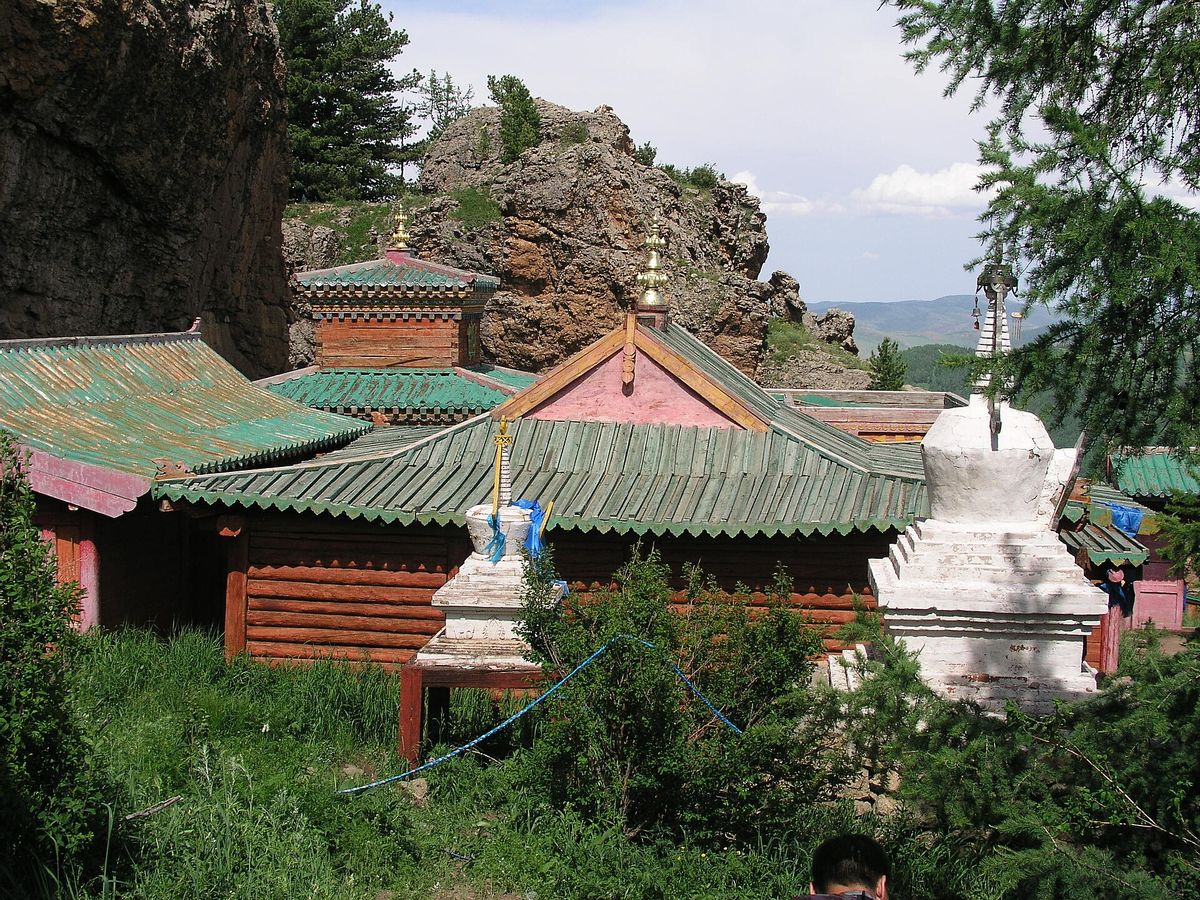 Tuvkhun Monastery among rocks and larch trees